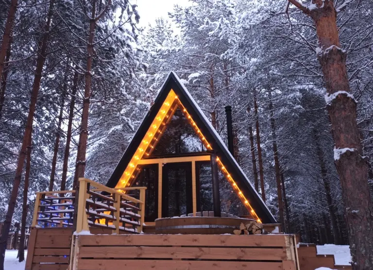 А-домик «Рустик» из тёмного дерева с купелью до 4 гостей, фото 2