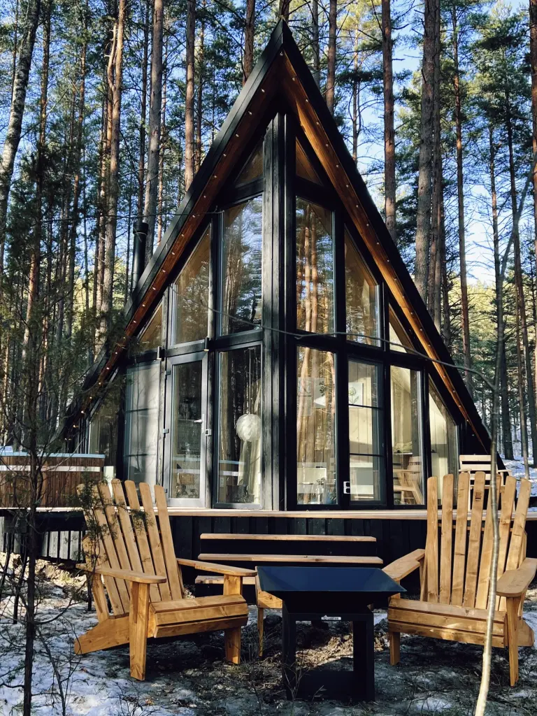 Дом «Призма» с панорамным остеклением и купелью на 2 гостя, Глэмпинг, The Lagom Лосево