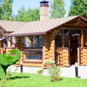 Бревенчатая гриль-беседка с печью на 15 человек