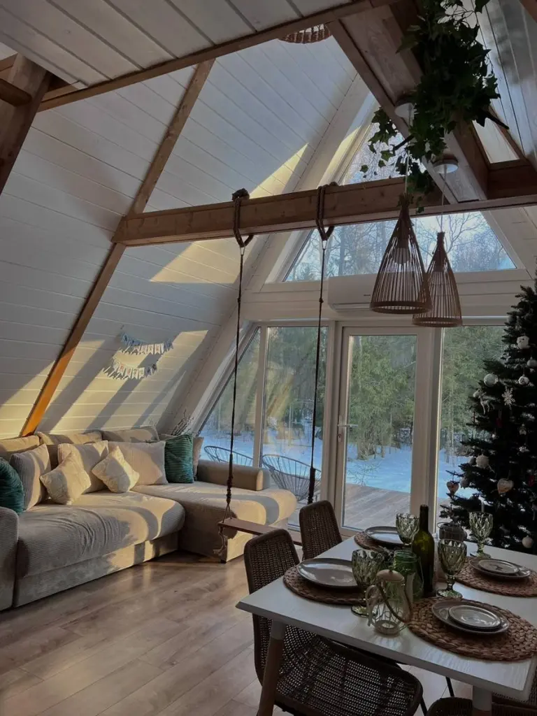 A-frame дом с баней-бочкой и купелью в лесу до 5 гостей, фото 5