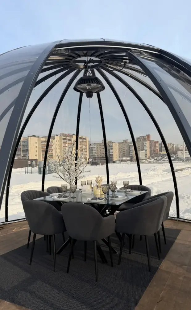 Тёплый купол на крыше с видом на город, 2 одинаковых купола до 10 человек, Тёплая беседка, Башкирия, Окрестности Уфы