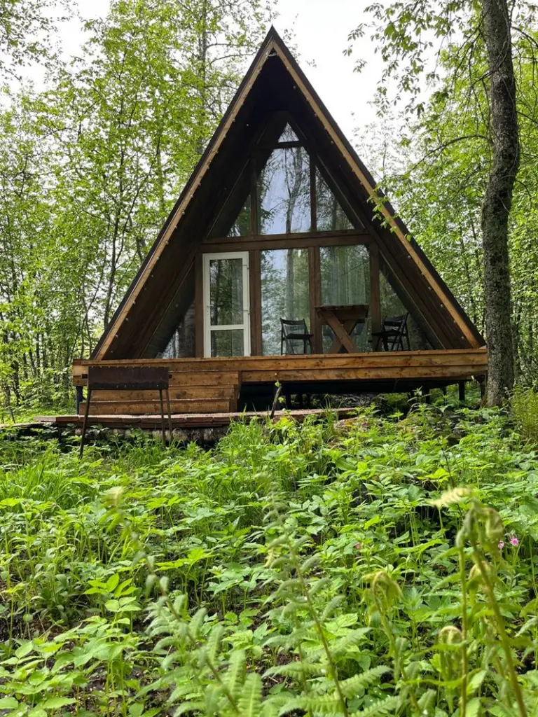 A-frame 45 м² со своим санузлом до 4 гостей, три домика в лесу, Шале, Ленинградская область, Выборгский район