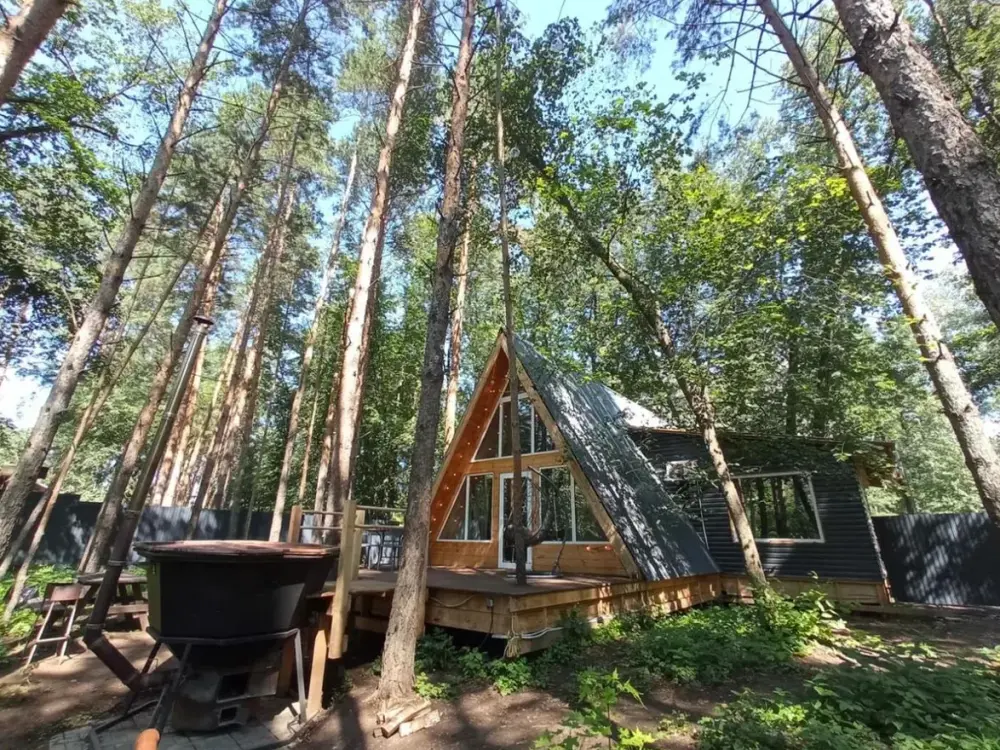 A-Frame №6 «Grand» с сауной и чаном на огороженном участке до 14 гостей, фото 1